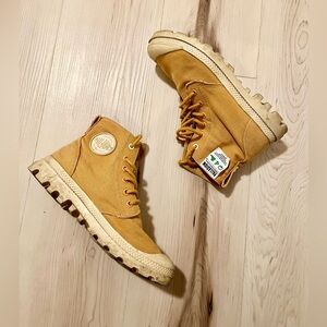 Palladium Yellow/Tan Canvas High-Top Sneakers